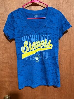 Milwaukee Brewers Women's Blue V-Neck Team Tee